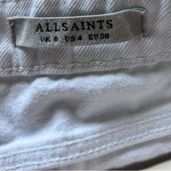 ALLSAINTS Woman’s Small White Ripped Denim Mini Skirt - Picture 8 of 9